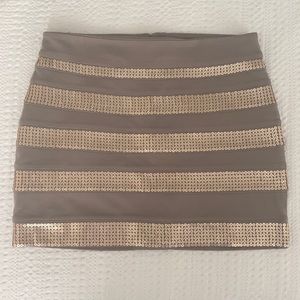 Express mid rise, gold sequence mini skirt